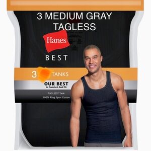 3 Gray Hanes tank top for men size medium